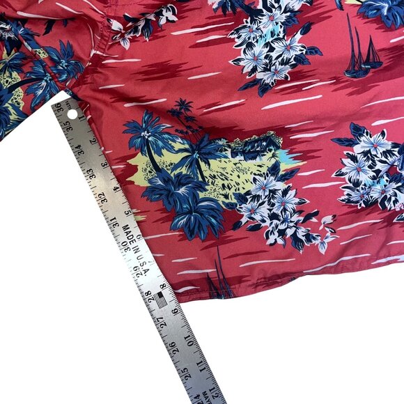 St Johns Bay Mens Hawaiian Print Swim Trunks 3XL Pink Tropical Polyester - Picture 13 of 14